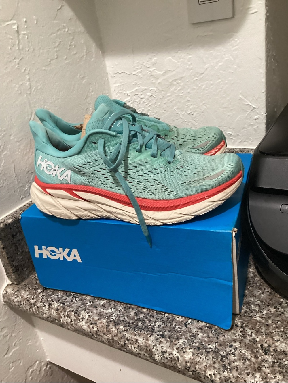 Hoka Women's Teal and Coral Athletic Running Shoes
